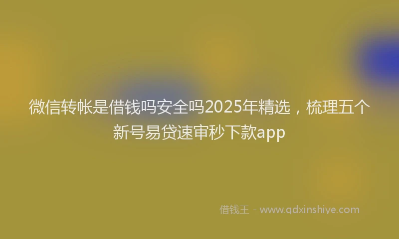 微信转帐是借钱吗安全吗2025年精选，梳理五个新号易贷速审秒下款app