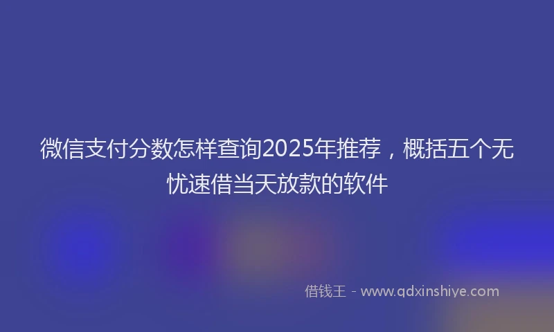 微信支付分数怎样查询2025年推荐，概括五个无忧速借当天放款的软件