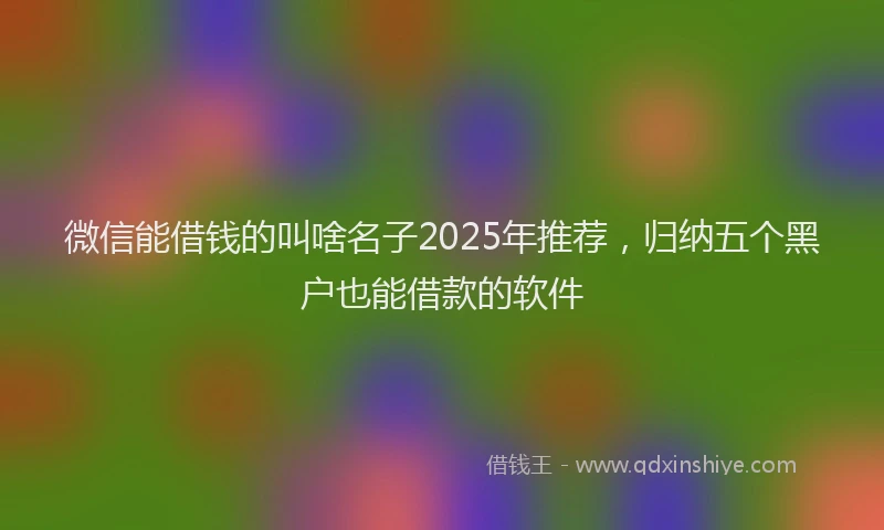 微信能借钱的叫啥名子2025年推荐，归纳五个黑户也能借款的软件