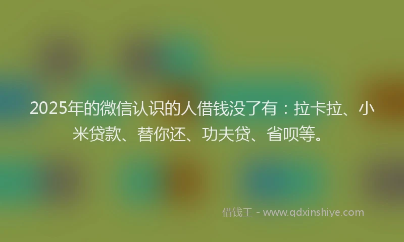 2025年的微信认识的人借钱没了有：拉卡拉、小米贷款、替你还、功夫贷、省呗等。