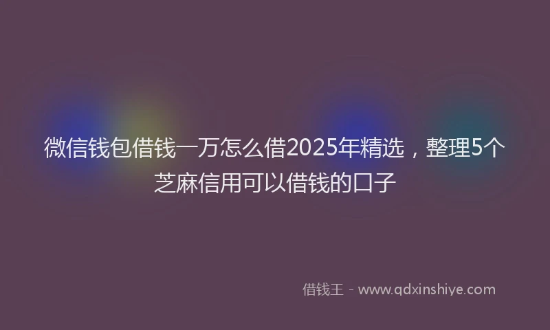 微信钱包借钱一万怎么借2025年精选，整理5个芝麻信用可以借钱的口子
