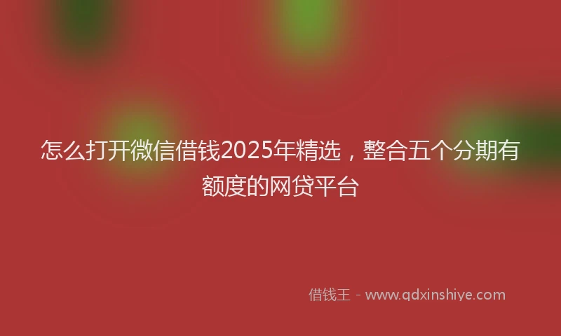 怎么打开微信借钱2025年精选，整合五个分期有额度的网贷平台
