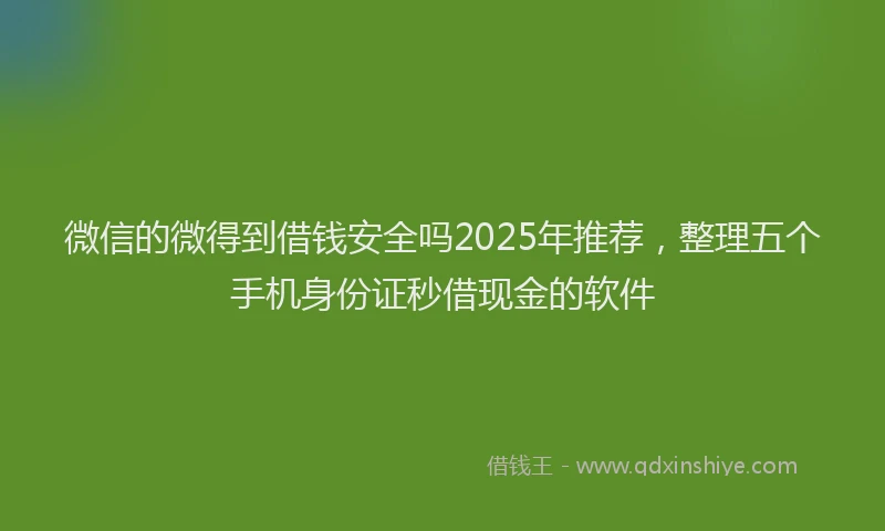 微信的微得到借钱安全吗2025年推荐，整理五个手机身份证秒借现金的软件