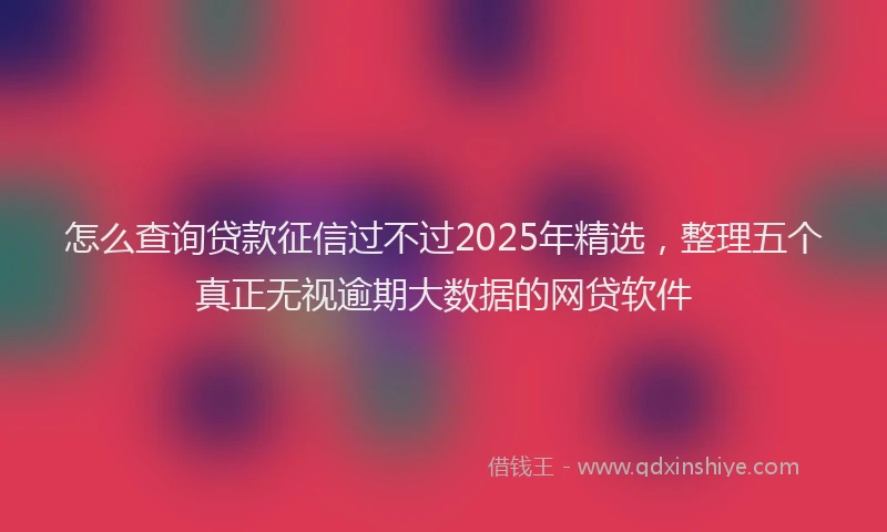 怎么查询贷款征信过不过2025年精选，整理五个真正无视逾期大数据的网贷软件