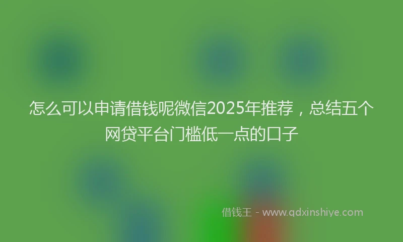 怎么可以申请借钱呢微信2025年推荐，总结五个网贷平台门槛低一点的口子