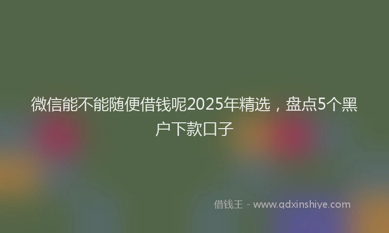 微信能不能随便借钱呢2025年精选，盘点5个黑户下款口子