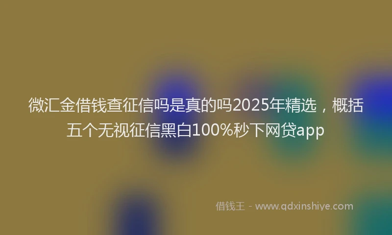 微汇金借钱查征信吗是真的吗2025年精选，概括五个无视征信黑白100%秒下网贷app