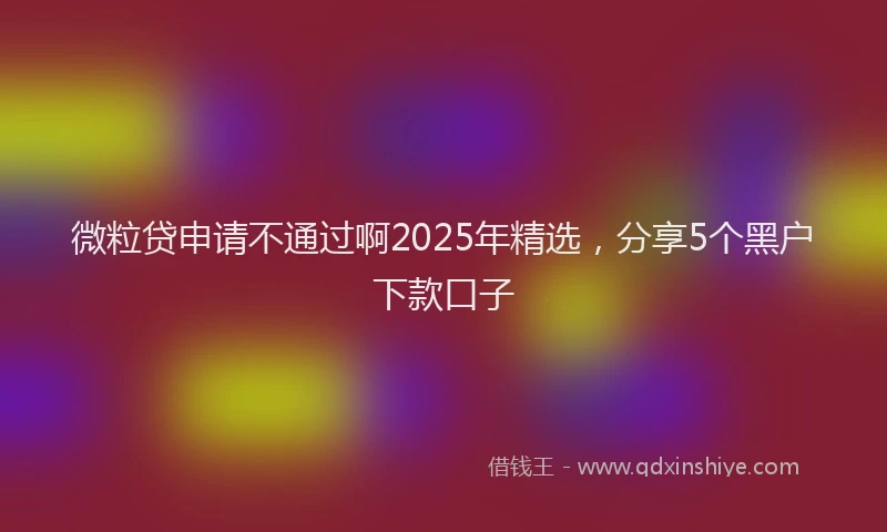 微粒贷申请不通过啊2025年精选，分享5个黑户下款口子