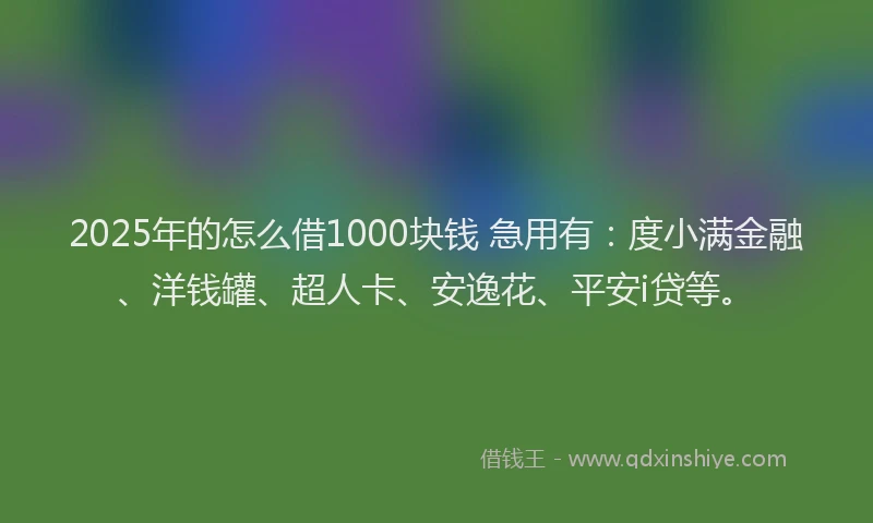 2025年的怎么借1000块钱 急用有：度小满金融、洋钱罐、超人卡、安逸花、平安i贷等。
