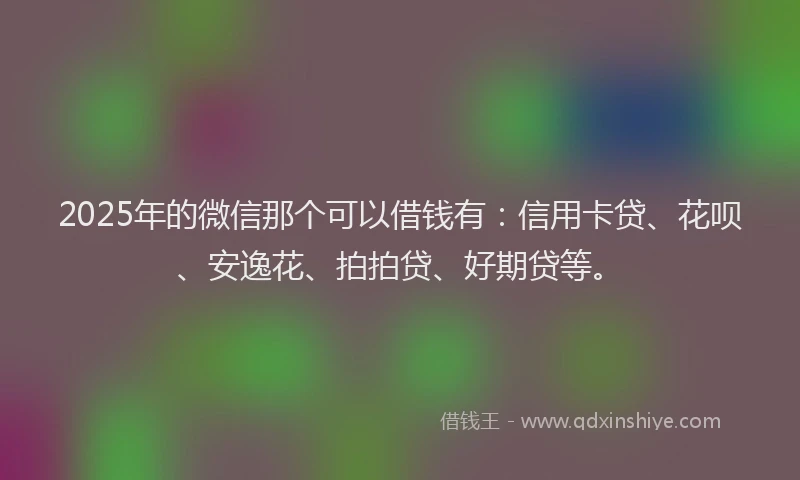 2025年的微信那个可以借钱有：信用卡贷、花呗、安逸花、拍拍贷、好期贷等。