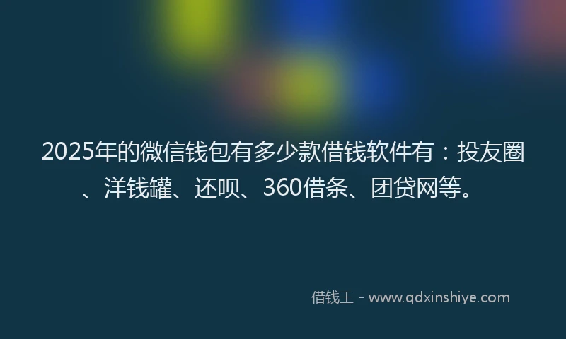 2025年的微信钱包有多少款借钱软件有：投友圈、洋钱罐、还呗、360借条、团贷网等。