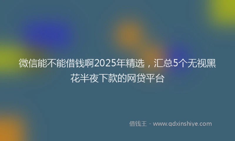 微信能不能借钱啊2025年精选，汇总5个无视黑花半夜下款的网贷平台