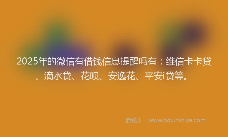 2025年的微信有借钱信息提醒吗有：维信卡卡贷、滴水贷、花呗、安逸花、平安i贷等。