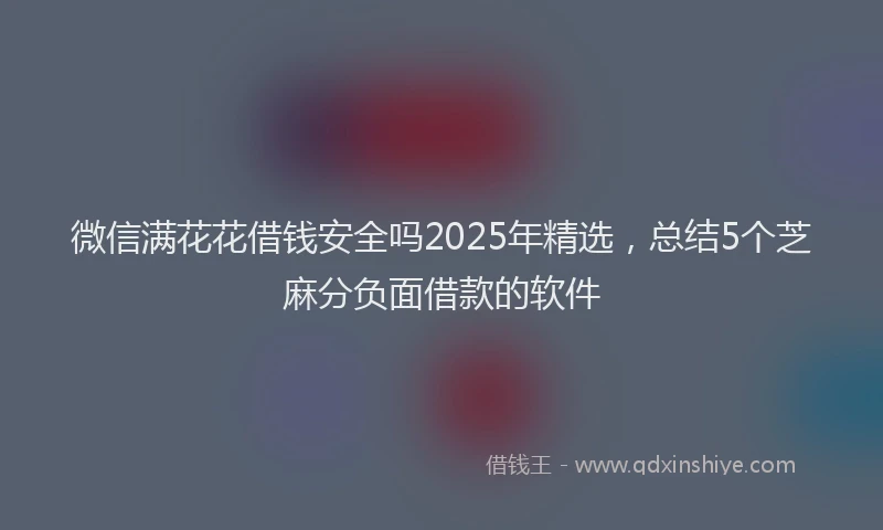 微信满花花借钱安全吗2025年精选，总结5个芝麻分负面借款的软件