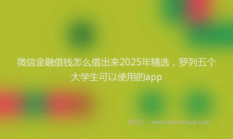 微信金融借钱怎么借出来2025年精选，罗列五个大学生可以使用的app