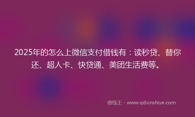 2025年的怎么上微信支付借钱有：读秒贷、替你还、超人卡、快贷通、美团生活费等。