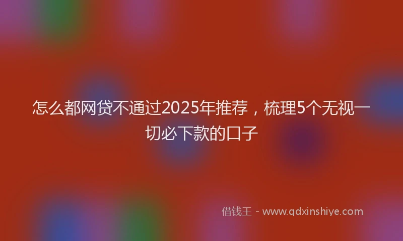 怎么都网贷不通过2025年推荐，梳理5个无视一切必下款的口子