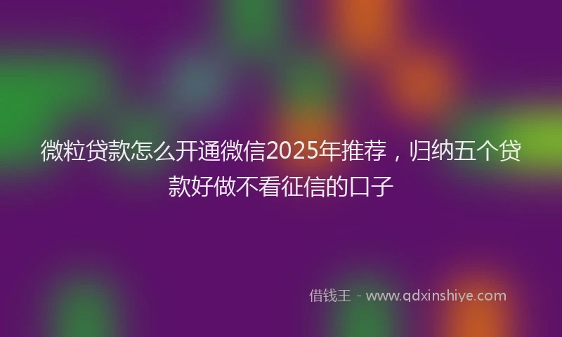 微粒贷款怎么开通微信2025年推荐，归纳五个贷款好做不看征信的口子