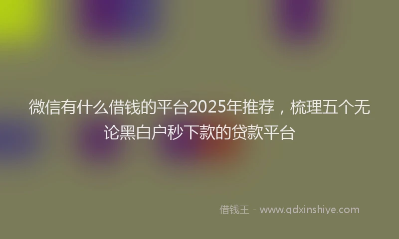 微信有什么借钱的平台2025年推荐，梳理五个无论黑白户秒下款的贷款平台