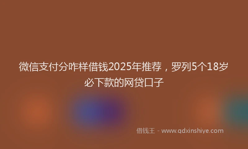 微信支付分咋样借钱2025年推荐，罗列5个18岁必下款的网贷口子