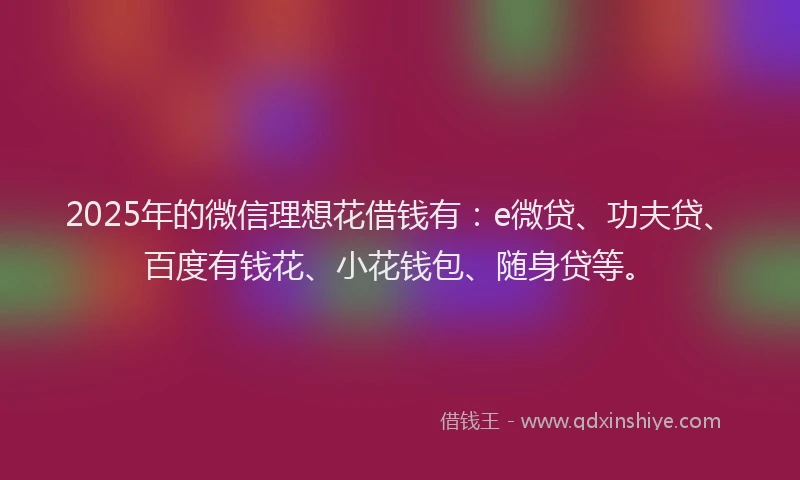 2025年的微信理想花借钱有：e微贷、功夫贷、百度有钱花、小花钱包、随身贷等。