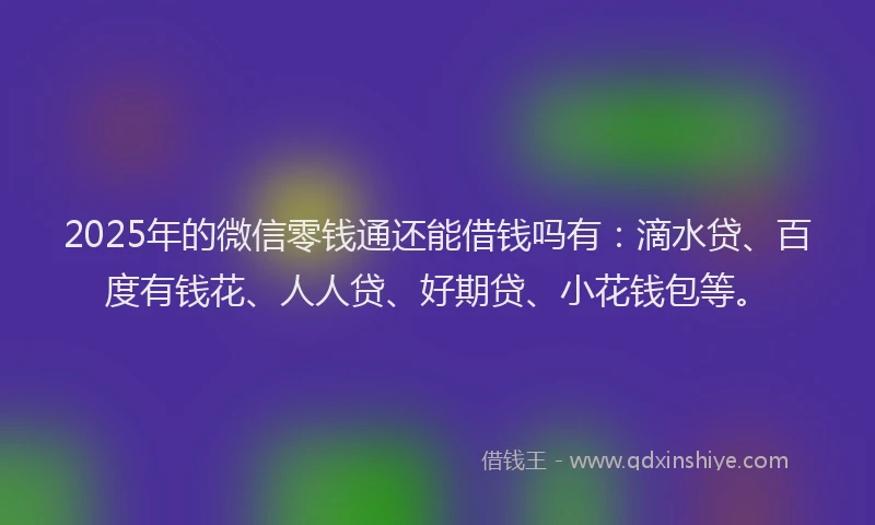 2025年的微信零钱通还能借钱吗有：滴水贷、百度有钱花、人人贷、好期贷、小花钱包等。