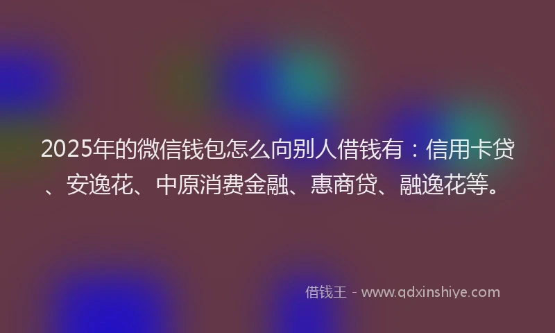 2025年的微信钱包怎么向别人借钱有：信用卡贷、安逸花、中原消费金融、惠商贷、融逸花等。