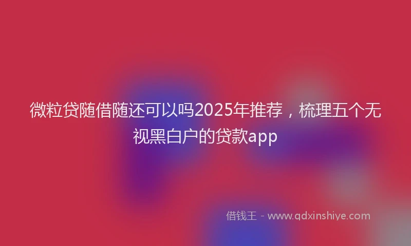 微粒贷随借随还可以吗2025年推荐，梳理五个无视黑白户的贷款app