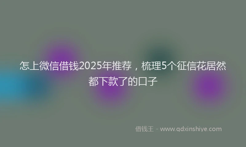 怎上微信借钱2025年推荐，梳理5个征信花居然都下款了的口子