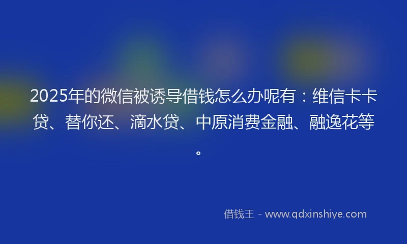 2025年的微信被诱导借钱怎么办呢有：维信卡卡贷、替你还、滴水贷、中原消费金融、融逸花等。