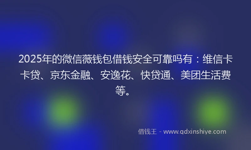 2025年的微信薇钱包借钱安全可靠吗有：维信卡卡贷、京东金融、安逸花、快贷通、美团生活费等。