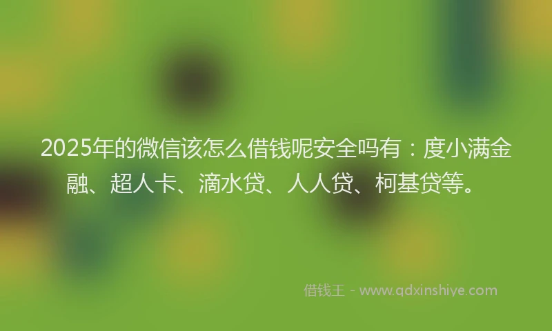2025年的微信该怎么借钱呢安全吗有：度小满金融、超人卡、滴水贷、人人贷、柯基贷等。