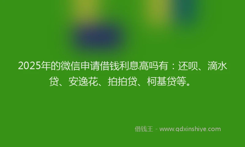2025年的微信申请借钱利息高吗有：还呗、滴水贷、安逸花、拍拍贷、柯基贷等。