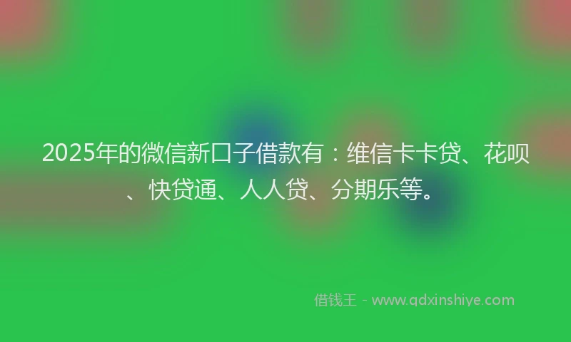 2025年的微信新口子借款有：维信卡卡贷、花呗、快贷通、人人贷、分期乐等。