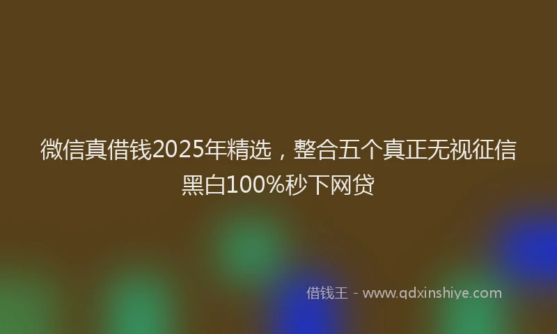 微信真借钱2025年精选，整合五个真正无视征信黑白100%秒下网贷