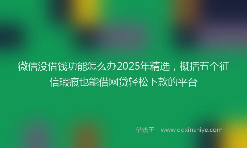 微信没借钱功能怎么办2025年精选，概括五个征信瑕疵也能借网贷轻松下款的平台