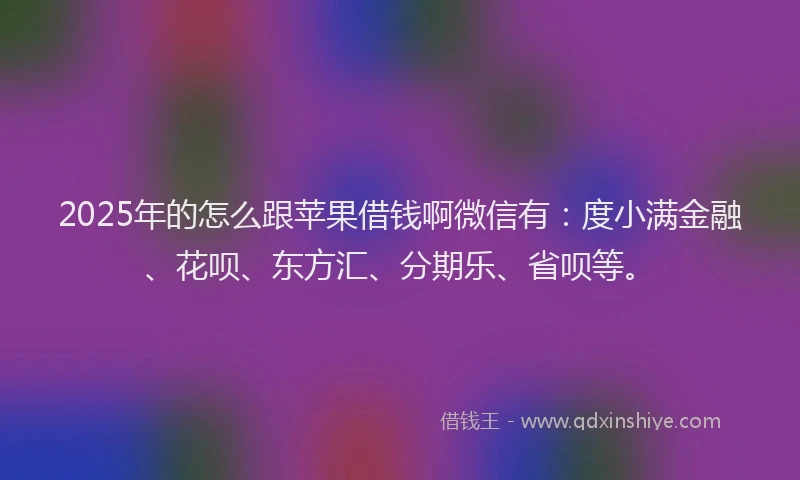 2025年的怎么跟苹果借钱啊微信有：度小满金融、花呗、东方汇、分期乐、省呗等。