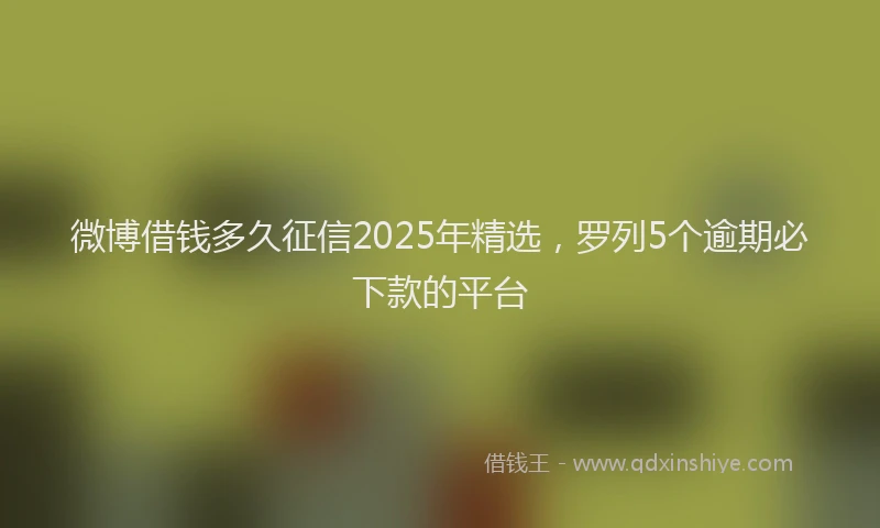 微博借钱多久征信2025年精选，罗列5个逾期必下款的平台