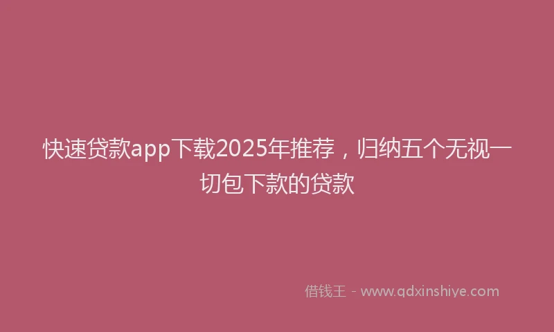 快速贷款app下载2025年推荐，归纳五个无视一切包下款的贷款