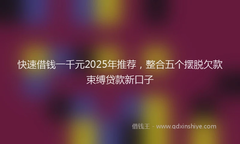 快速借钱一千元2025年推荐，整合五个摆脱欠款束缚贷款新口子