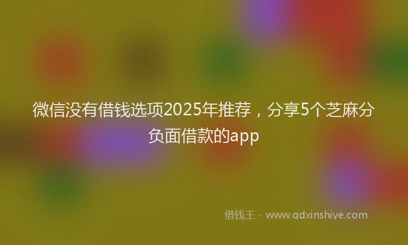 微信没有借钱选项2025年推荐，分享5个芝麻分负面借款的app