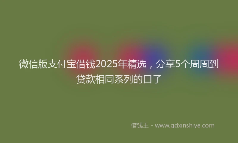 微信版支付宝借钱2025年精选，分享5个周周到贷款相同系列的口子