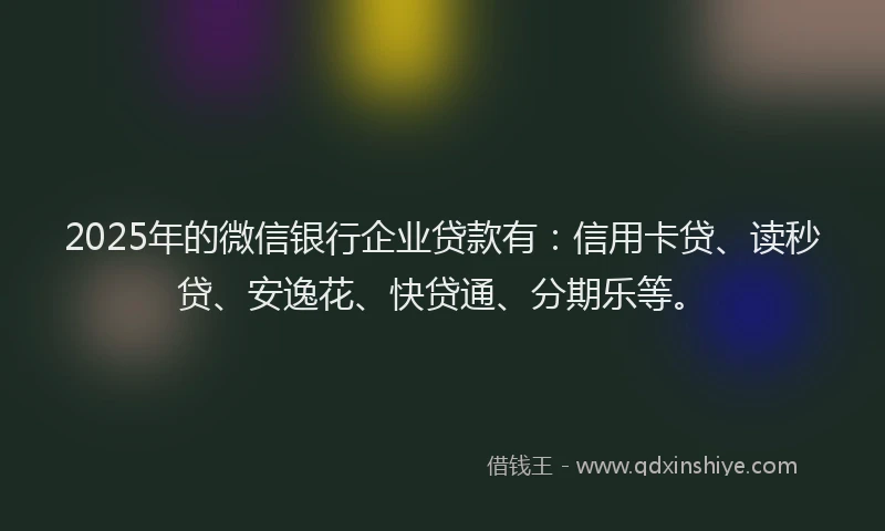 2025年的微信银行企业贷款有：信用卡贷、读秒贷、安逸花、快贷通、分期乐等。