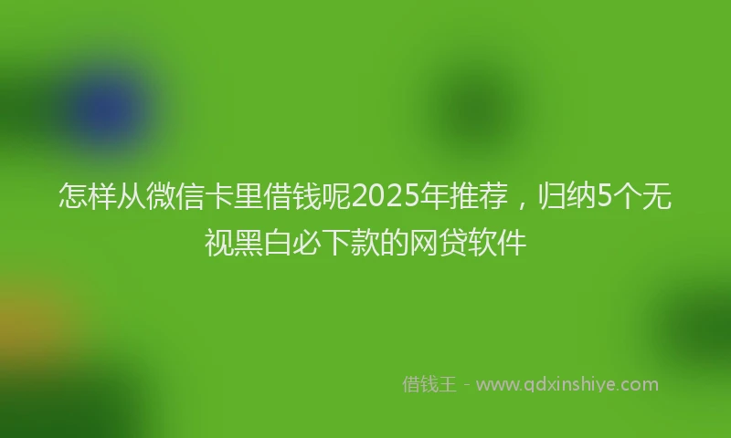 怎样从微信卡里借钱呢2025年推荐，归纳5个无视黑白必下款的网贷软件
