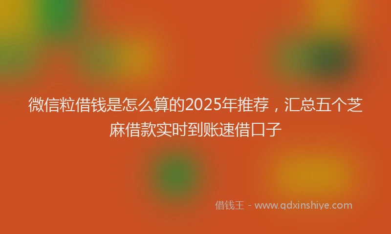微信粒借钱是怎么算的2025年推荐，汇总五个芝麻借款实时到账速借口子