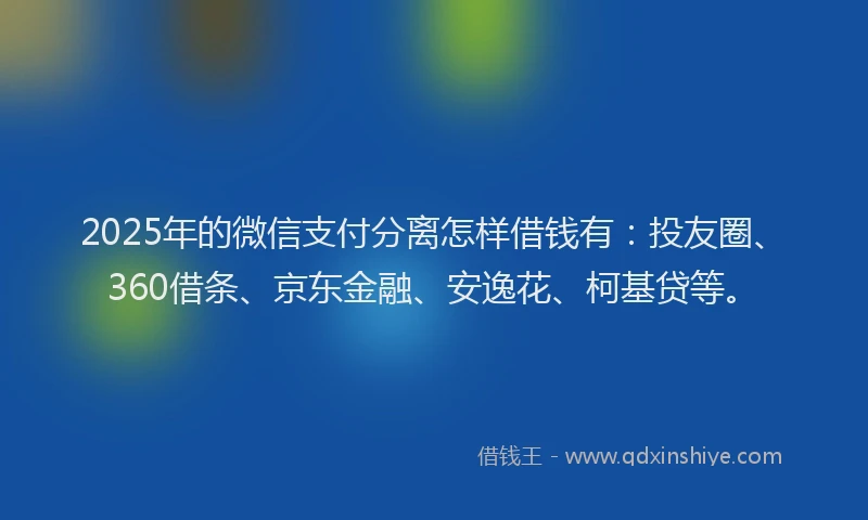2025年的微信支付分离怎样借钱有：投友圈、360借条、京东金融、安逸花、柯基贷等。
