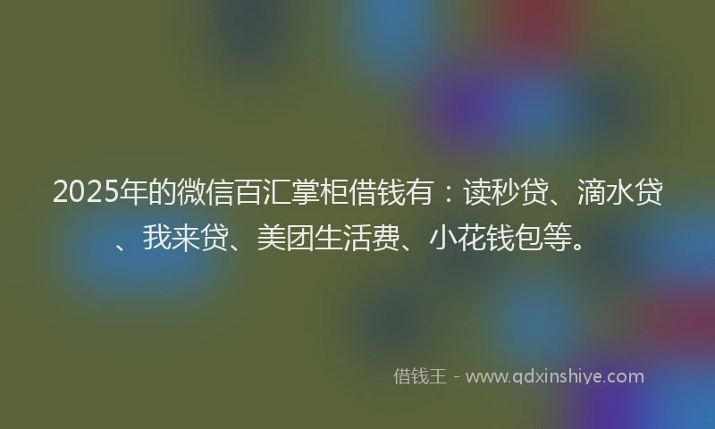 2025年的微信百汇掌柜借钱有：读秒贷、滴水贷、我来贷、美团生活费、小花钱包等。