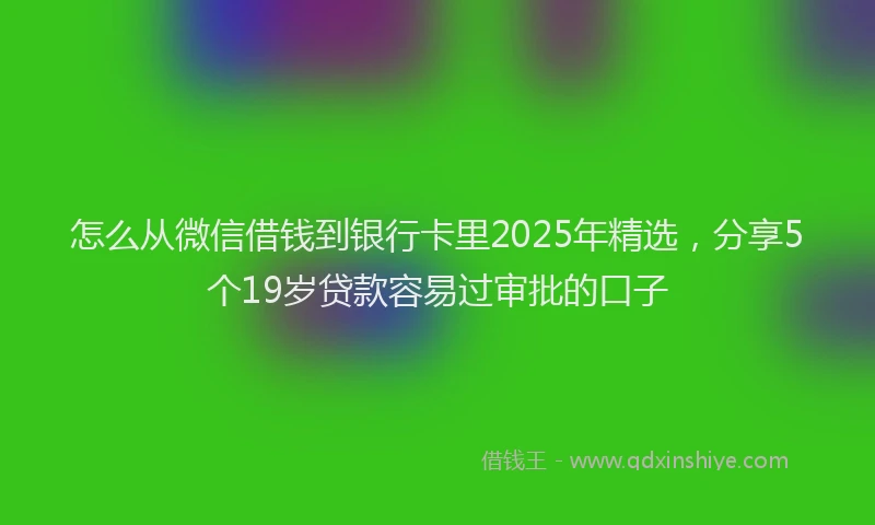 怎么从微信借钱到银行卡里2025年精选，分享5个19岁贷款容易过审批的口子