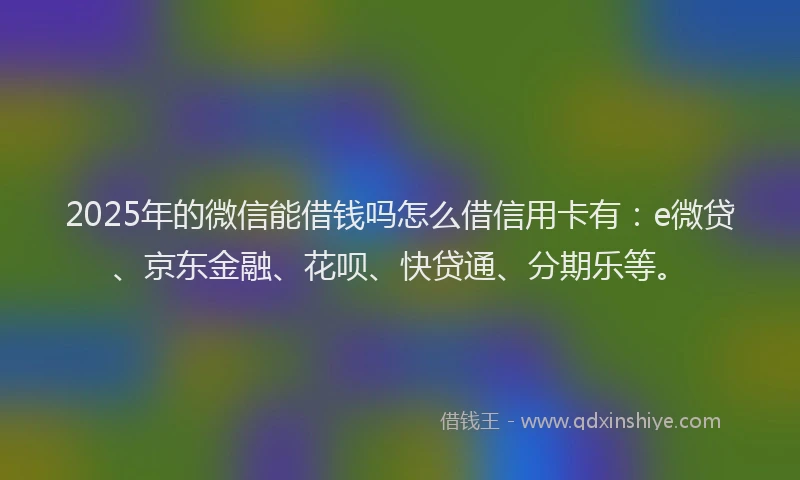 2025年的微信能借钱吗怎么借信用卡有：e微贷、京东金融、花呗、快贷通、分期乐等。