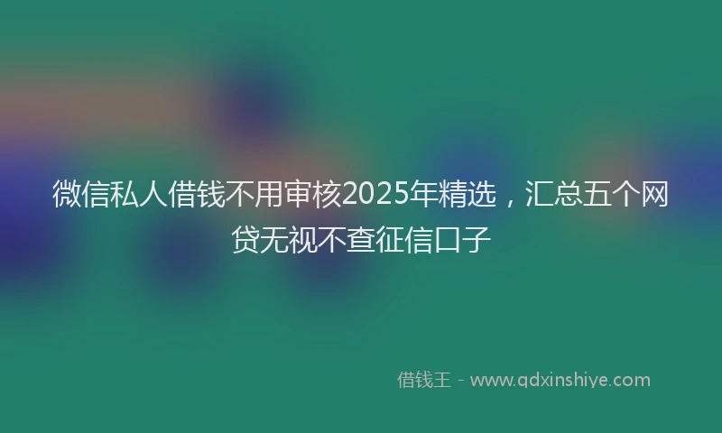 微信私人借钱不用审核2025年精选，汇总五个网贷无视不查征信口子